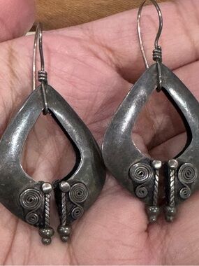 Vintage 925 Silver Dangling Earrings Rajasthan India 8g